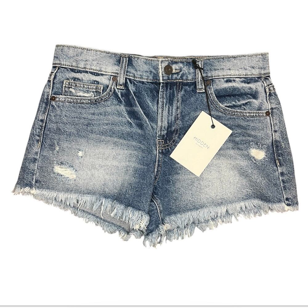 Hidden Kenzie mid rise shorts NEW cutoff raw cut size small medium wash